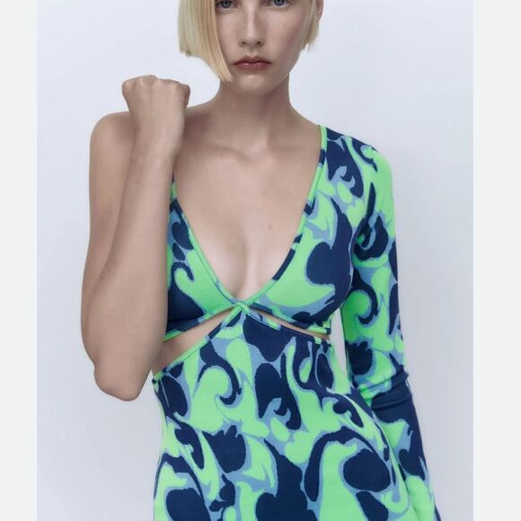 ZARA CUT-OUT JACQUARD DRESS - Picture 2 of 6